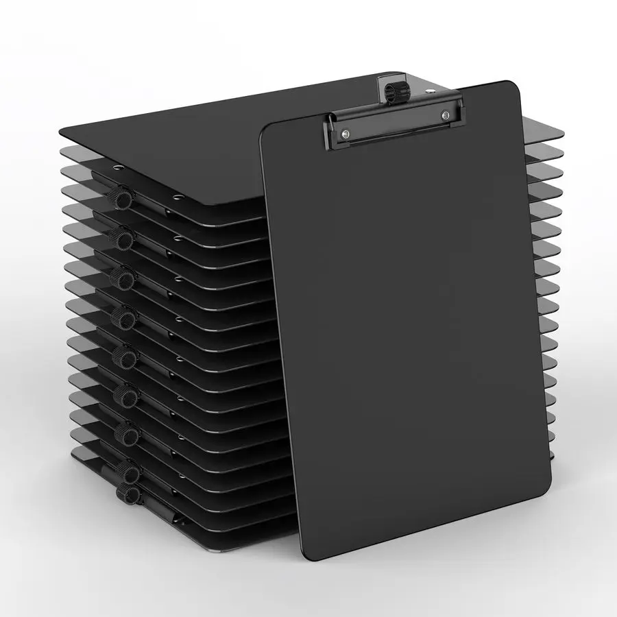 

Clipboard with Pen Holder, 8.5 x 11 Plastic Clip Boards with Black Low Profile Clip, Letter Size for Classroom, Teacher, Student