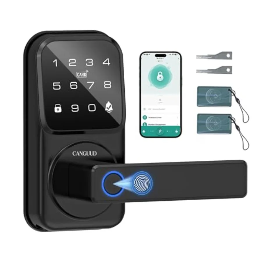 

Fingerprint Keyless Entry Door Lock - Smart Digital Door Lock with Handle Electronic Keypad Deadbolt for Front Door Biometric D