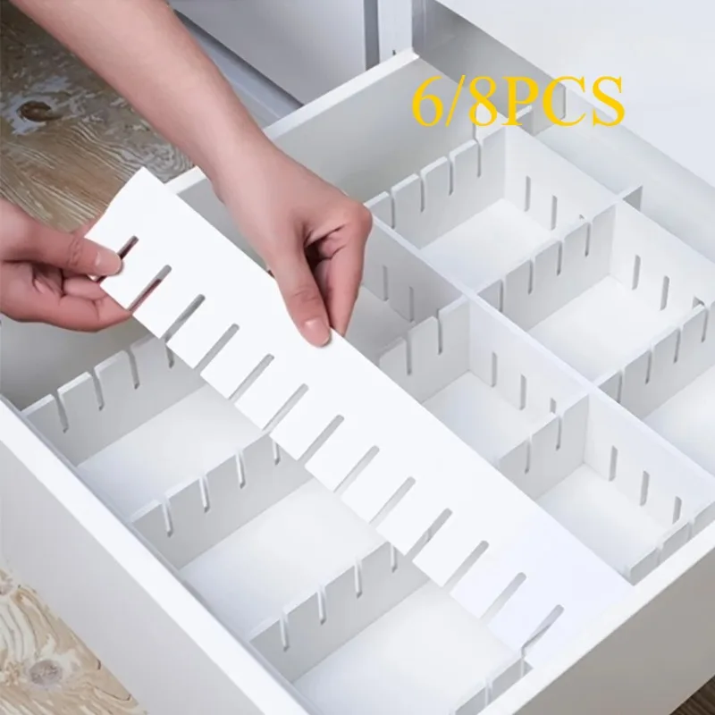 Thick Plastic Drawer Divider Grid Cuttable DIY Storage Clothes Bedroom Kitchen Office Desk Adjustable Partition Home Accessory