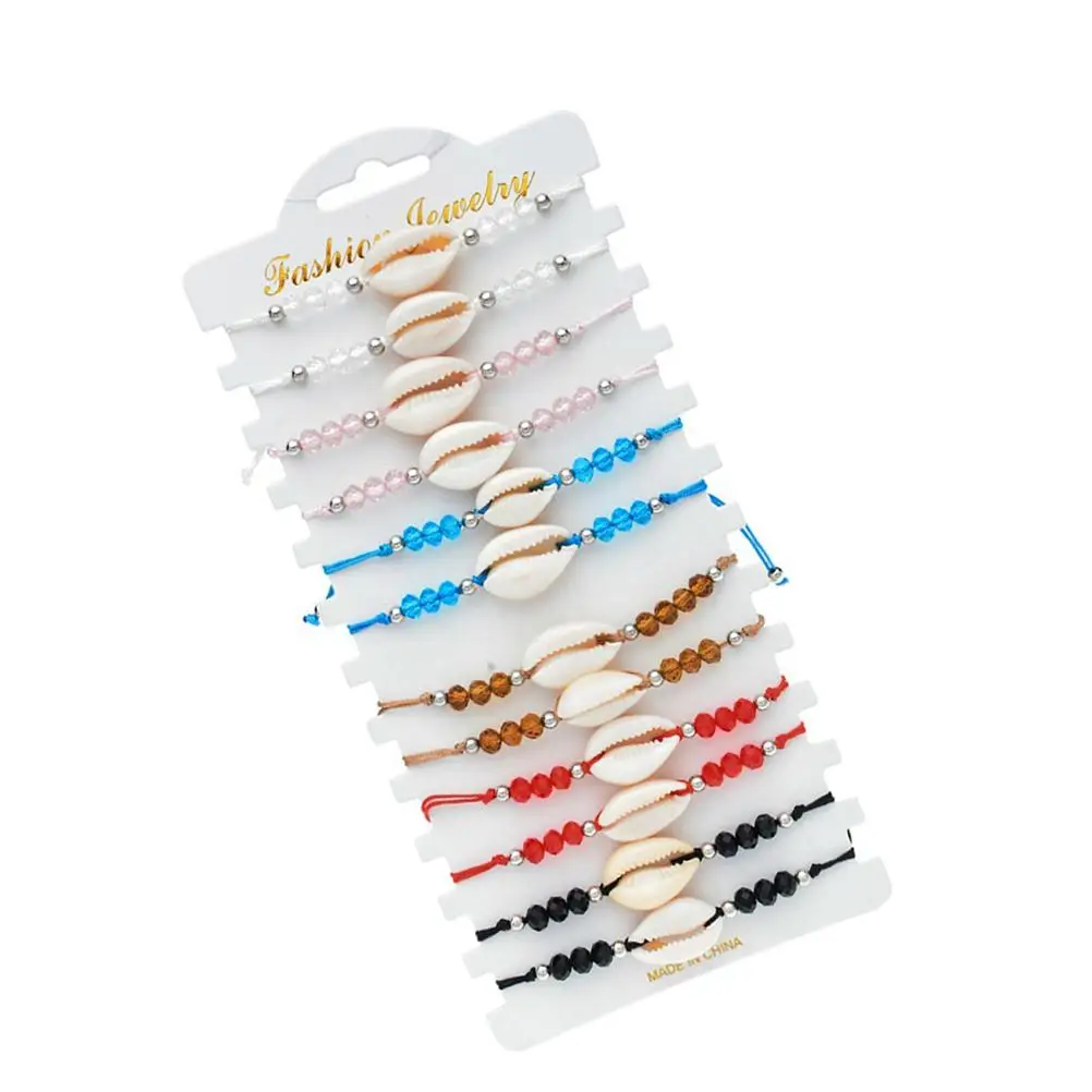 

12 Pcs Crystal Bead Bracelet Set Women Bright Color Durable Lightweight Birthday Shopping Daily Life Shell Beads