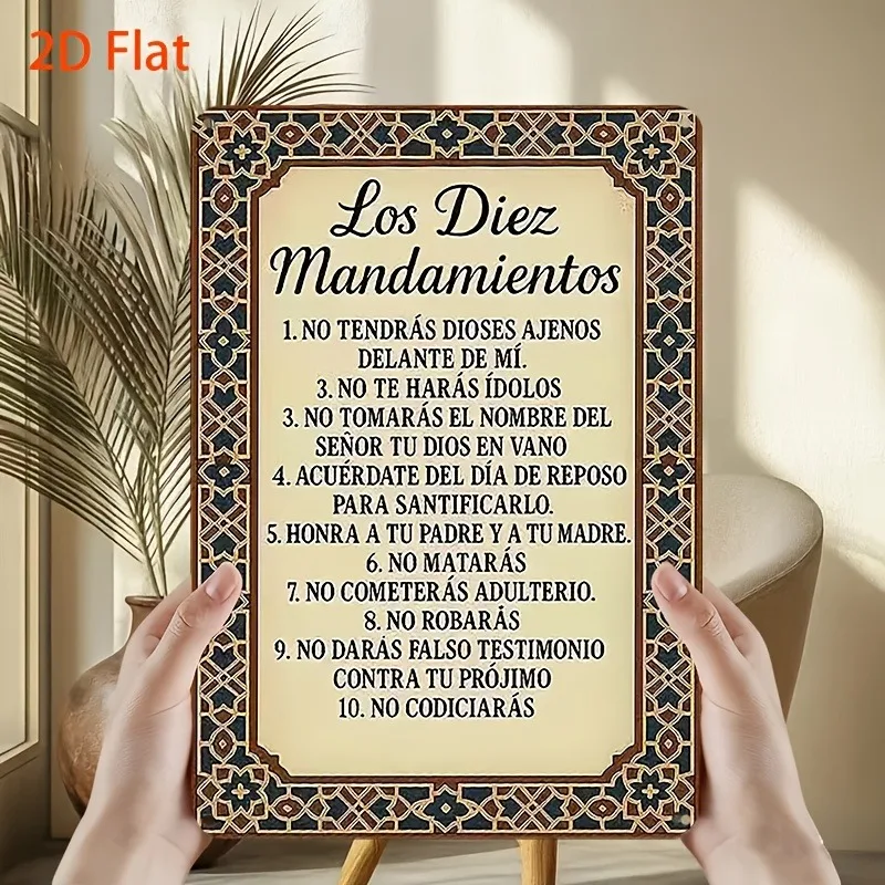 CIFbuy Vintage Aluminum Wall Art Waterproof Ten Commandments Sign For Home Church Office Cafe Indoor Outdoor Room Decor