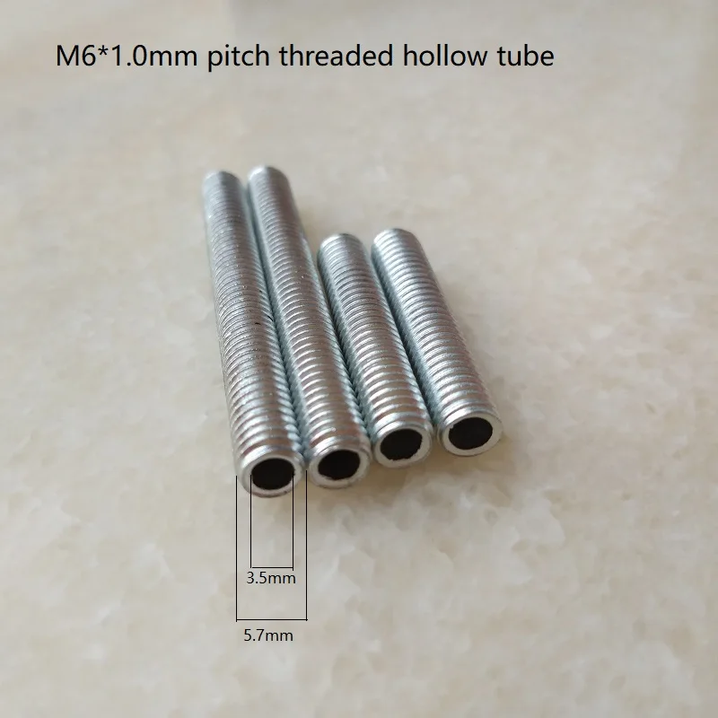 

10pcs Metric M6 Threaded Hollow Tube Rod 10-160mm Whole Thread DIY Lighting Accessories Tooth Tube for Home Improvement