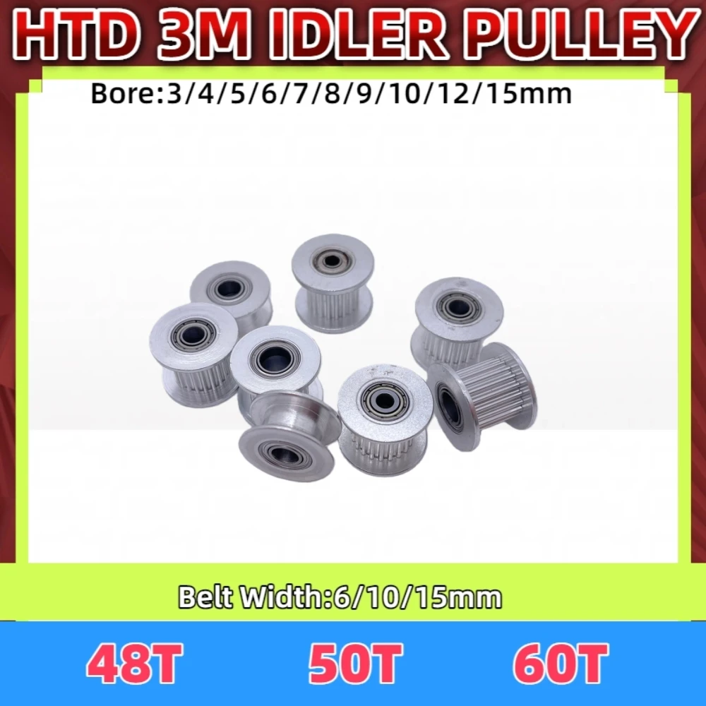 

HTD 3M Idler Timing Pulley 48 50 60Teeth HTD 3M Idler Synchronous Pulley 48T 50T 60T 3D Printer CNC Parts Idler Type Pitch 3mm