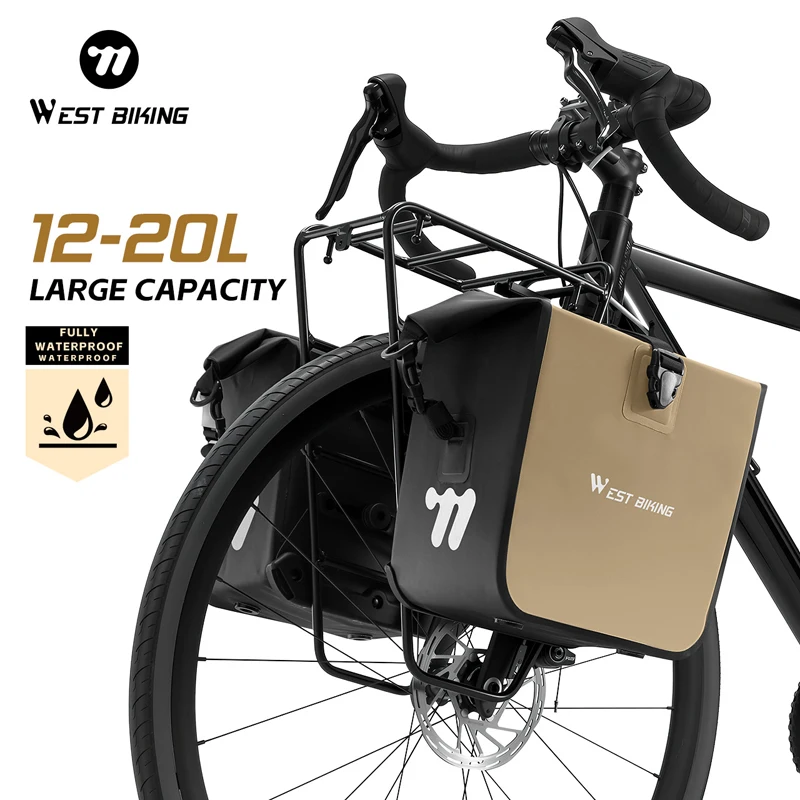 

WEST BIKING 12-20L Bike Rack Bag Fully Waterproof Quick-Release Buckles Bicycle Rack Bag 3D Structured Wear-Resistant Rack Bag
