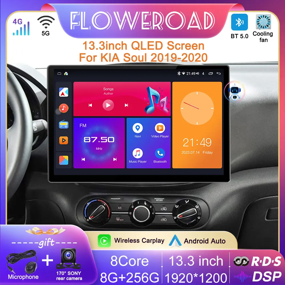 

13inch Auto Android 13 All in one Car Radio For KIA Soul 2019 - 2020 Multimedia Player GPS Navigation Apple Wireless Carplay DSP