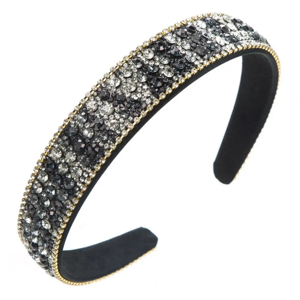 1pc Retro Wide Hair Hoop Shiny Rhinestones Inlaid Lightweight Headband Bright Color Hairband Hair Accessories Головной Пояс