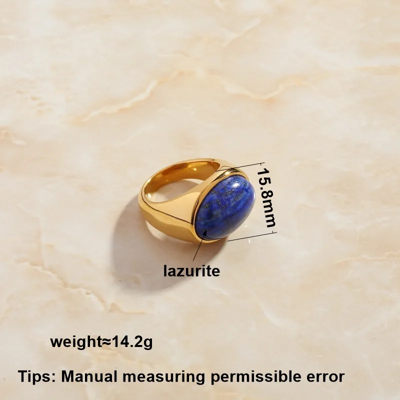 SOMMAR Hot New 18KGP Gold plated size 6 7 8 Girlfriend female ring Lapis lazuli medieval ring men ring jewelry 2024