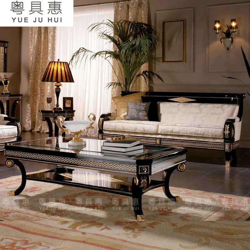 European Style Solid Wood Cloth Craft Sofa Combination New Chinese Style Furniture Set