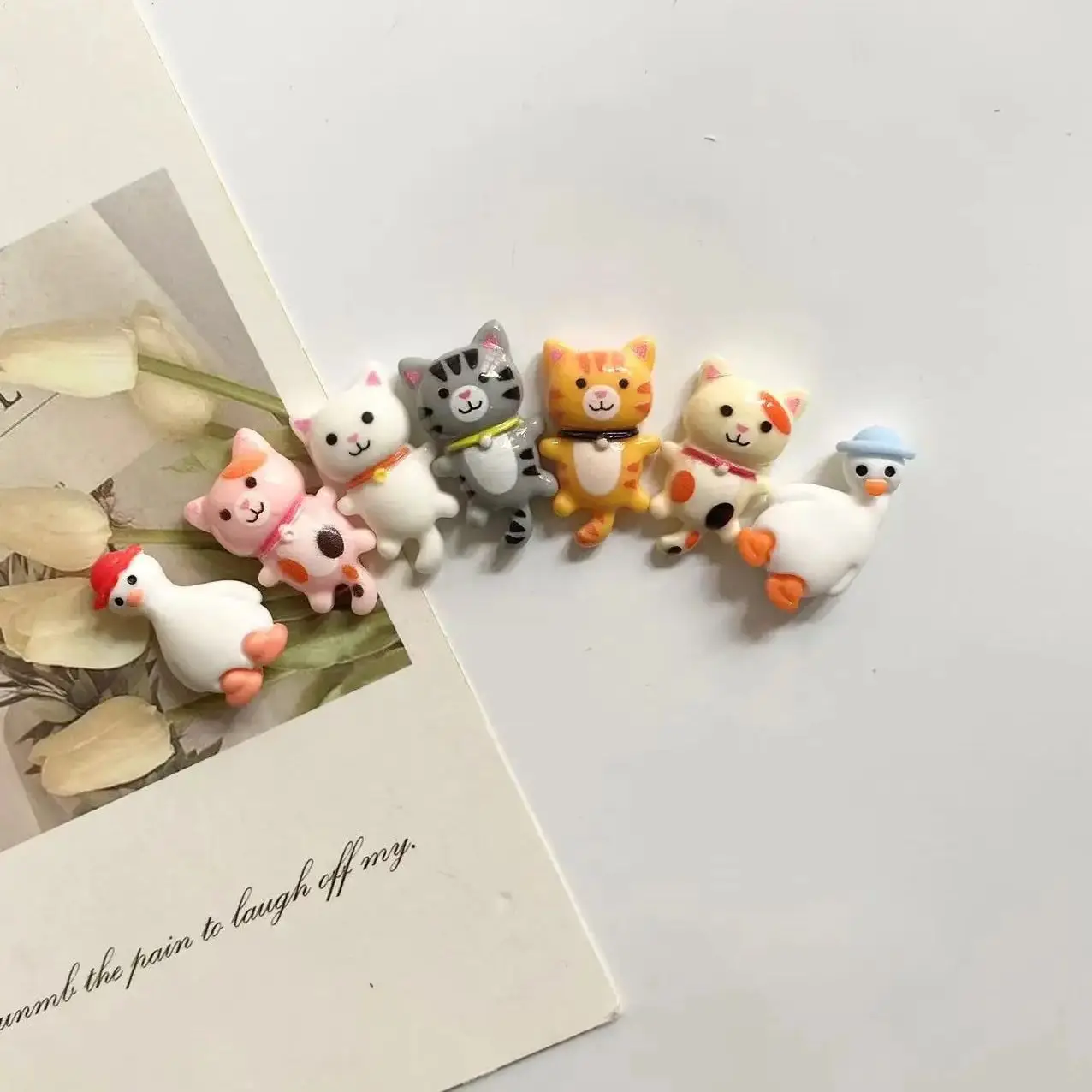 7 stücke Harz Mini Kätzchen Kühlschrank Aufkleber Entlein Magnet Wohnkultur Dekoration Maison