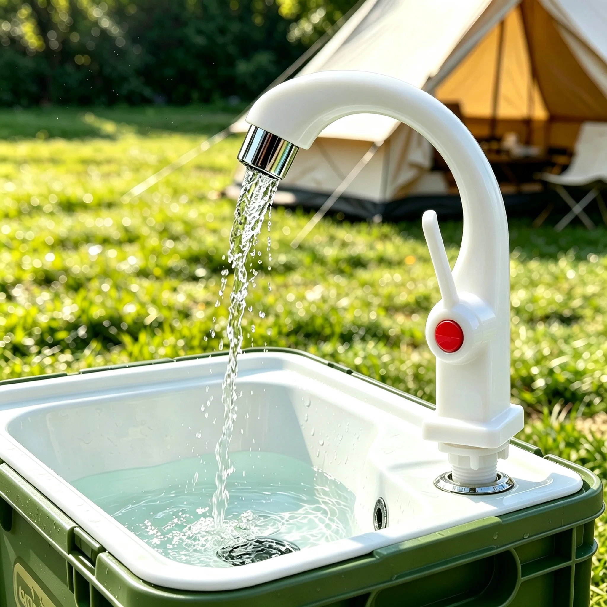 1PC ABS Crescent Single Cold Water Tap with Quick Switch, Deck Mount Basin Faucet for Kitchen & Bathroom Sink