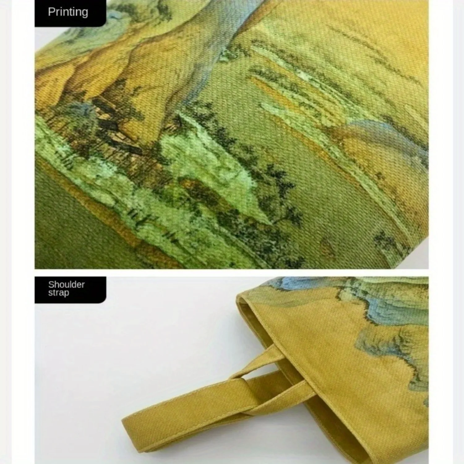 Borsa a secchiello piccola con pittura a olio alla moda retrò, borsa multiuso per pranzo e accessori