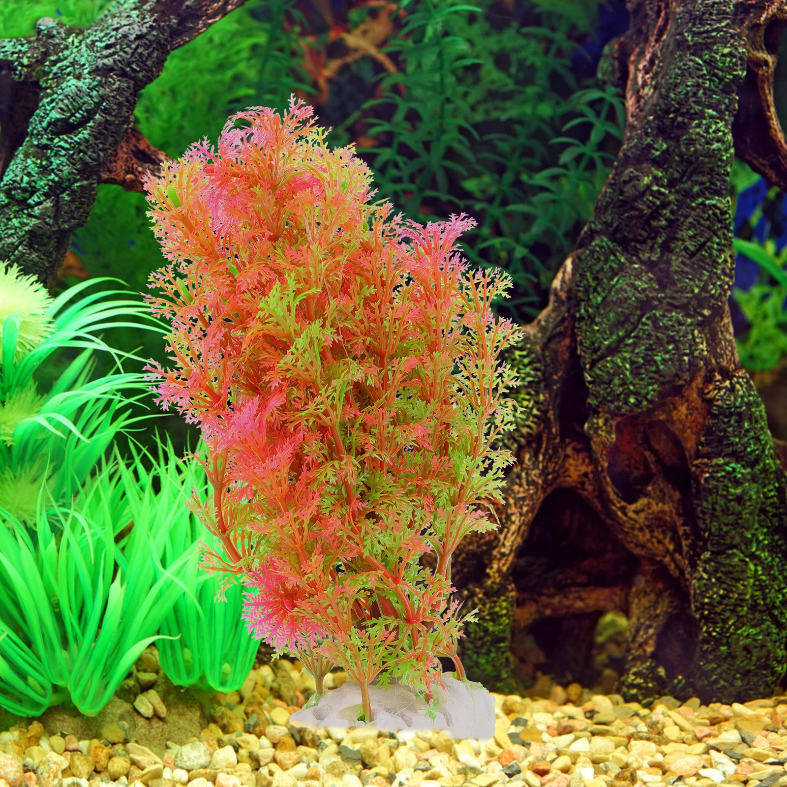 

Faux Plant Simulated Coconut Tree Decorations Fish Tank Desktop Breeding Grass Simulation Green Rosy Realistic Aquarium