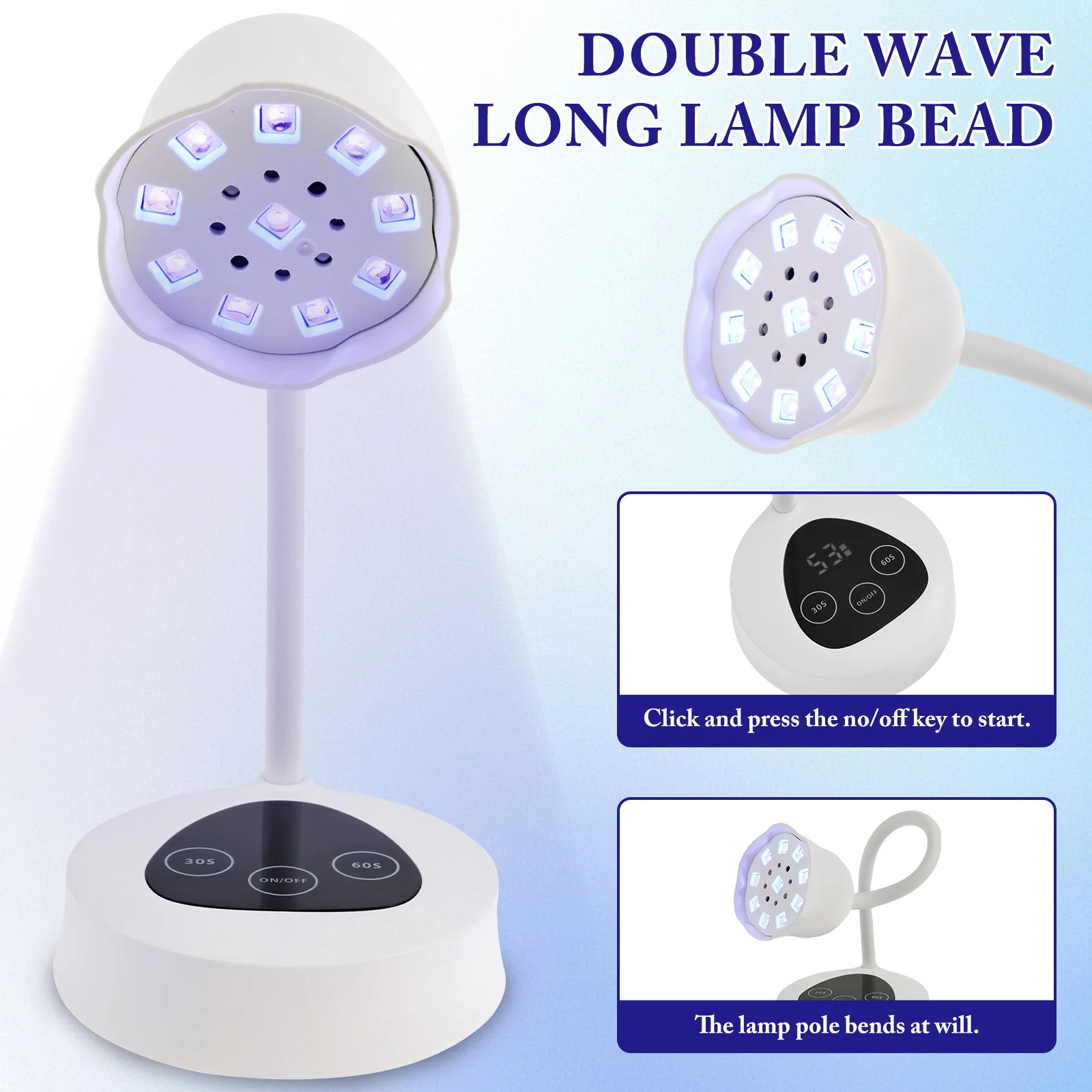 Nagel LED UV-lamp voor het drogen van gelnagels, snel uithardend met 360° °   Verstelbare slangarm Intelligente sensor voor manicuresalon