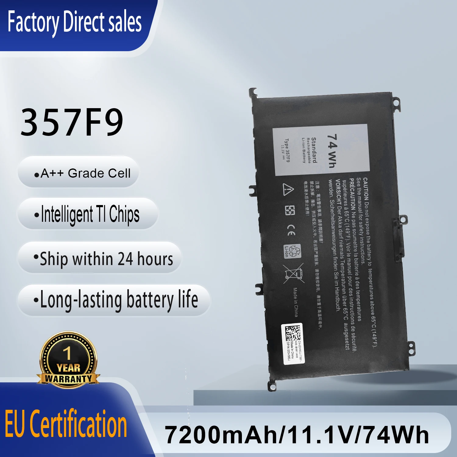 357F9 Battery for Dell Inspiron Gaming 15 7000 7559 i7559 i7559-5012GRY 7557 i7557 INS15PD Series P65F P65F001 P57F 0GFJ6 0357F9