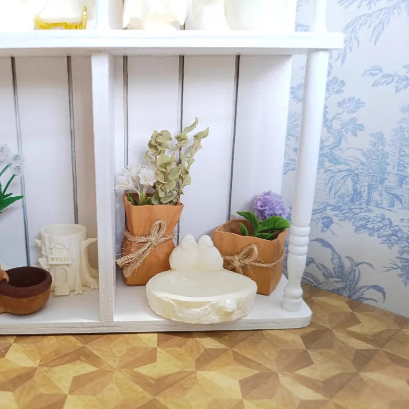 1/6 Modello di casa delle bambole Accessori per mobili Vaso da fiori da giardino Coniglio Cigno Ornamento in miniatura 1/12 Bjd Ob11 Blyth Soldier Lol Decor