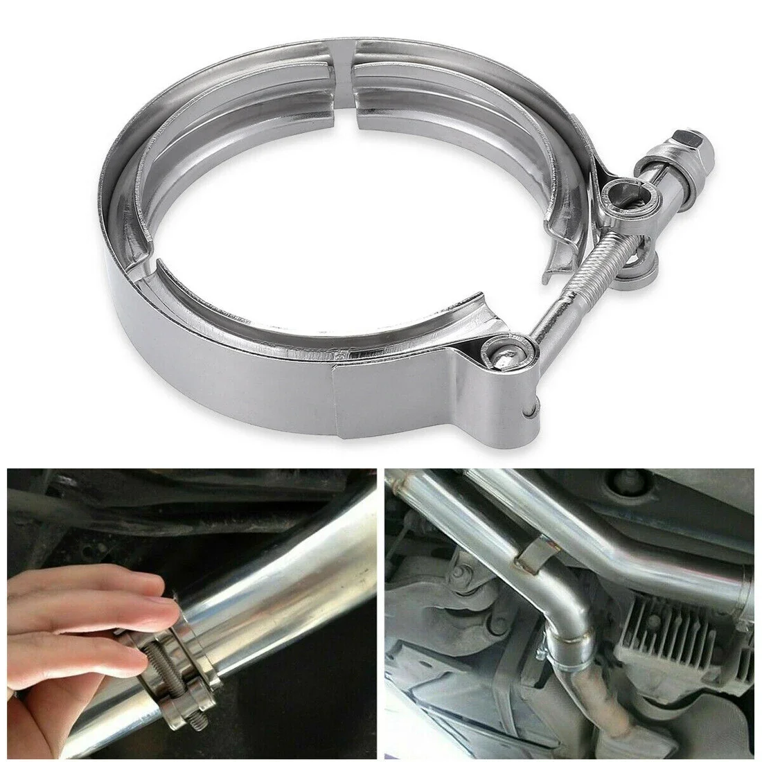 

304 Stainless Steel V-Band Clamp, 2"/2.5"/3" (51-76mm), Flat Flange, for Intercooler Turbo Air Intake Pipe Automobile parts