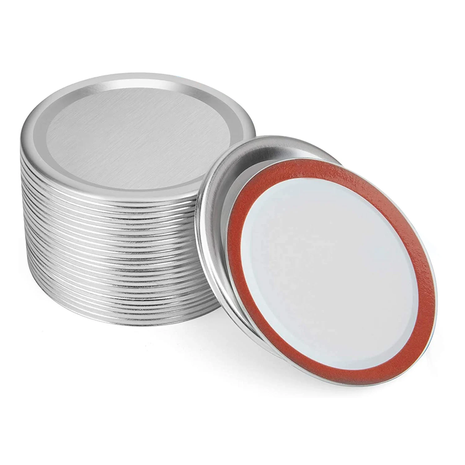 ABKS-24 PCS Mason Jar Lids, Regular Mouth Canning Lids Reusable Split-Type Leak Proof Canning Lids With Silicone Seals Rings