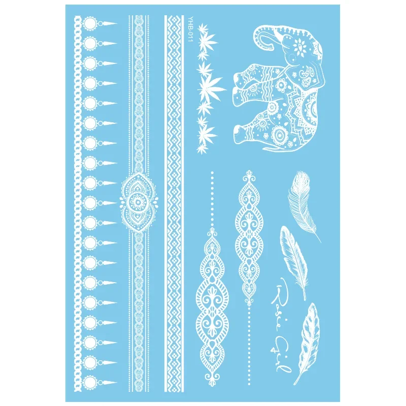 1Pcs Women Lace Tattoo White Henna Paste Waterproof Temporary Tattoo Moon Flower Star Arm Hand Face Tattoo Wedding Decor
