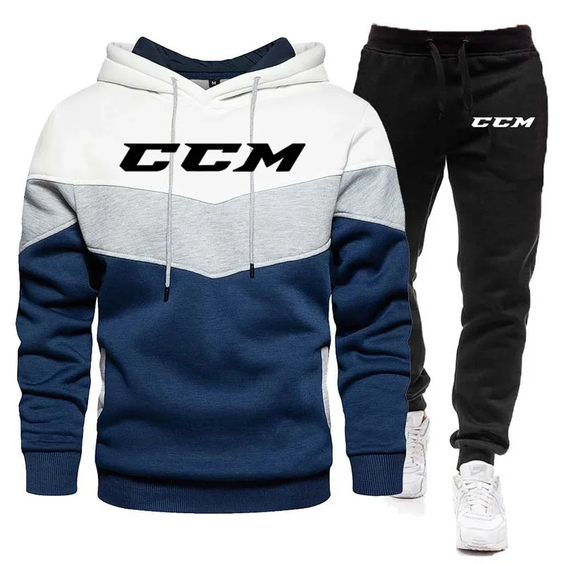 Fashion Brand Men Hooded Sweatshirt Tracksuit Set 2024 Autumn Winter Hoodies+Pants Suit CCM Casual Sportswear Sets Male