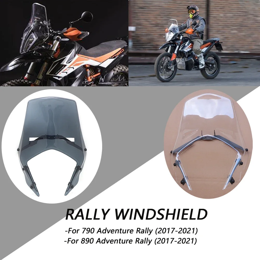 Motorcycle Windshield Windscreen Accessories Double Bubble Acrylic For 790/890 Adventure Rally Light Grey or Clear