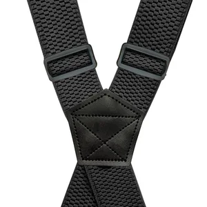 Resistant work suspenders for men, 3.8cm wide, x-back with 4 clips of tweezers, adjustable elastic pants, black suspenders Main Men's Suspendicity Sales - №2