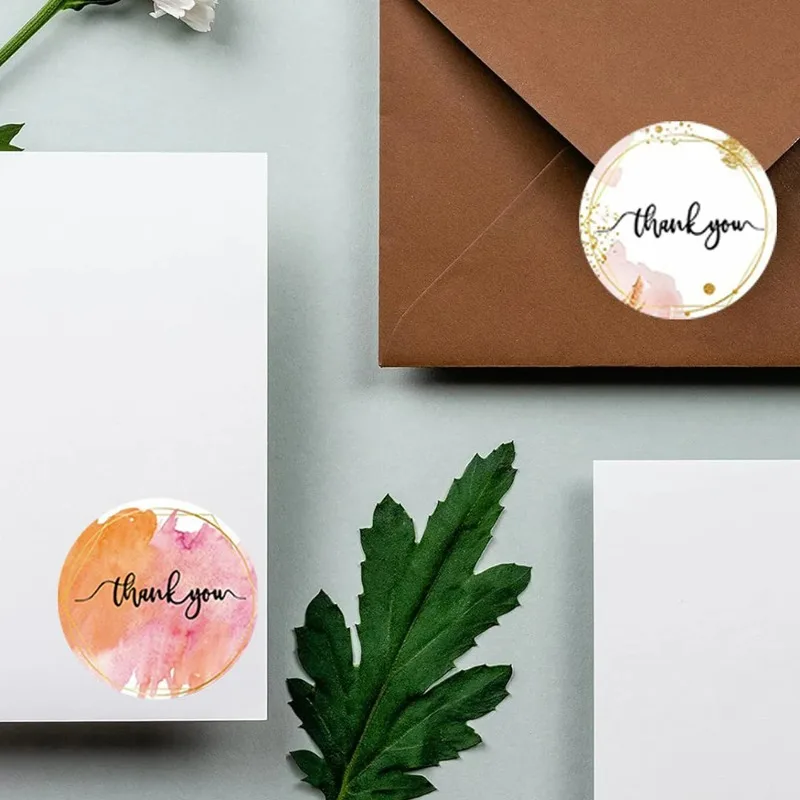 500 قطعة/لفة شكرا لك ملصقات 2.5 سنتيمتر لطيف الوردي الذهب تسميات للشركات الصغيرة أو هدية الزفاف ديكور القرطاسية التعبئة والتغليف ملصق #6
