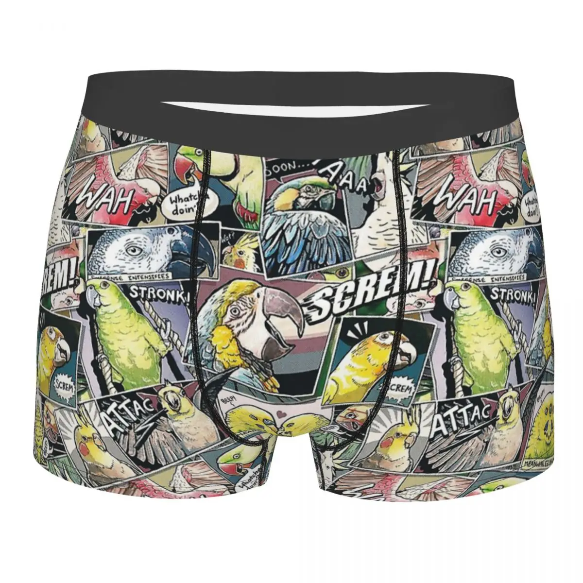 Parrots Comic Style Meme Underpants Cotton Panties Man Underwear Print Shorts Boxer Briefs