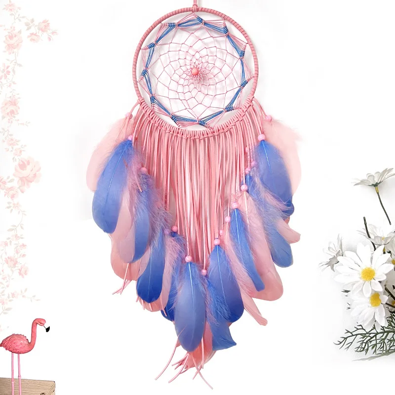 

Colorful Feather Dreamcatcher Wind Chime, Handwoven Bedroom Living Room Decor, Boho Wall Hanging Ornament, Craft Gift