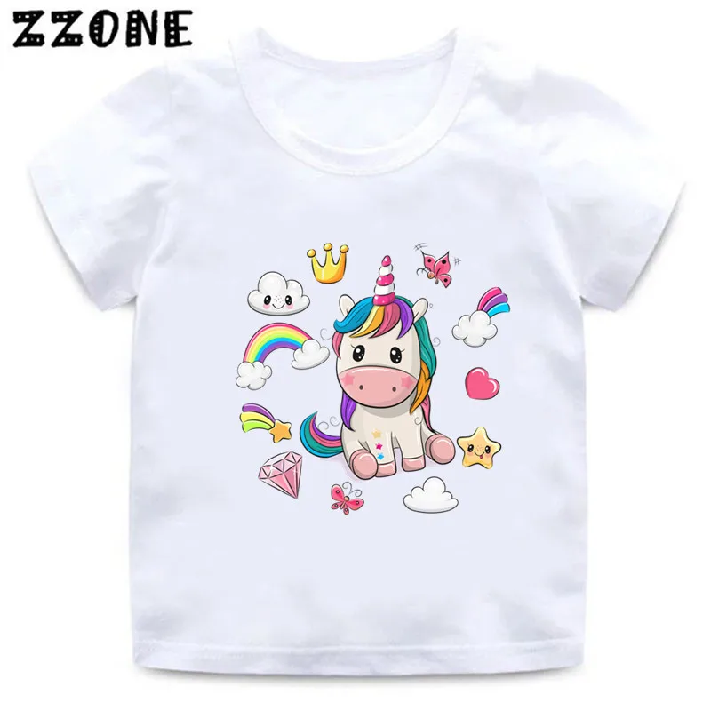 Kids Funny T-Shirts Cute Unicorn Cartoon Graphic Girls Clothes Summer Baby Boys Short Sleeve T shirt Children Tops,ooo5459