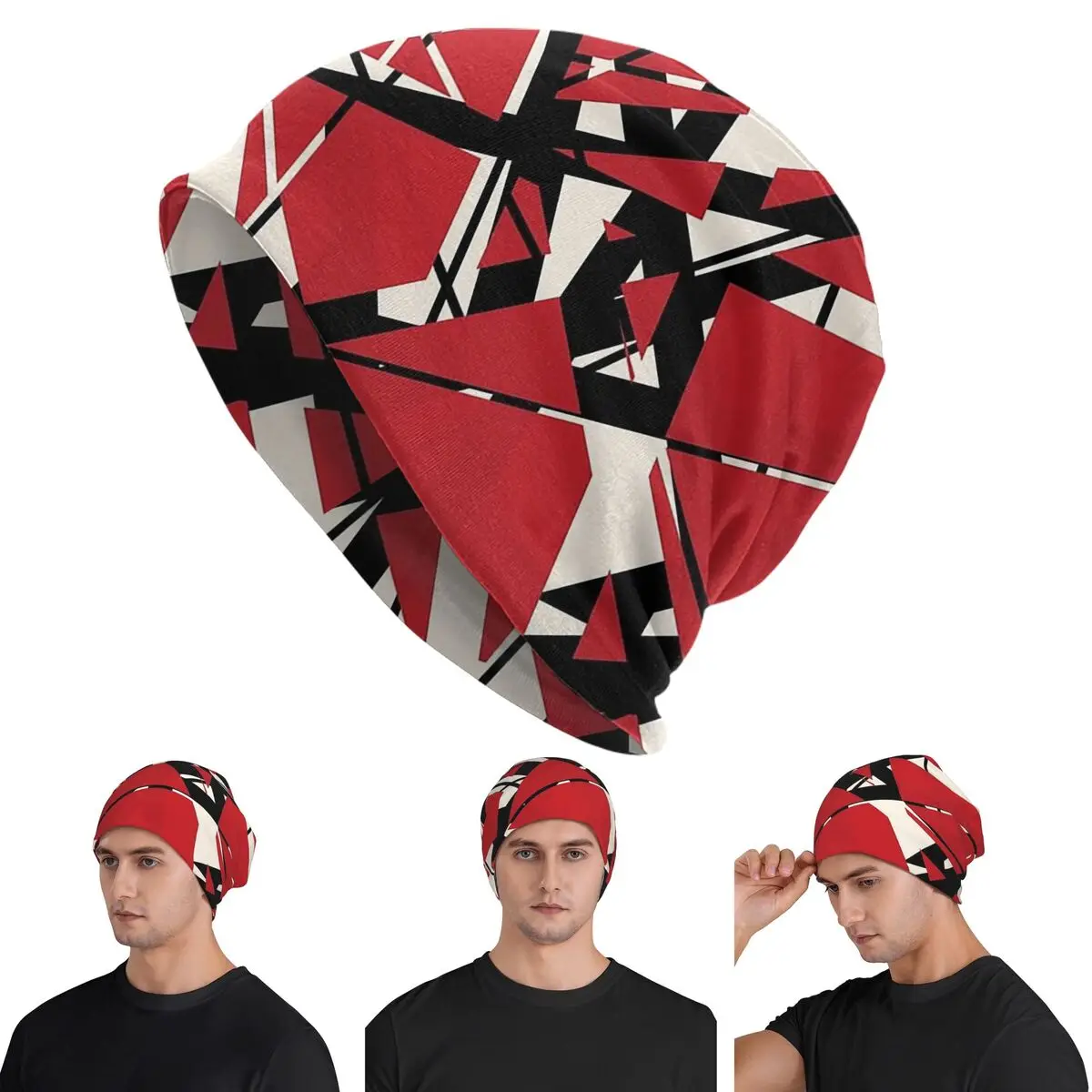 EVH Authentic Stripes Design Warm Knitted Cap Hip Hop Bonnet Hat Autumn Winter Outdoor Beanies Hats for Unisex Adult