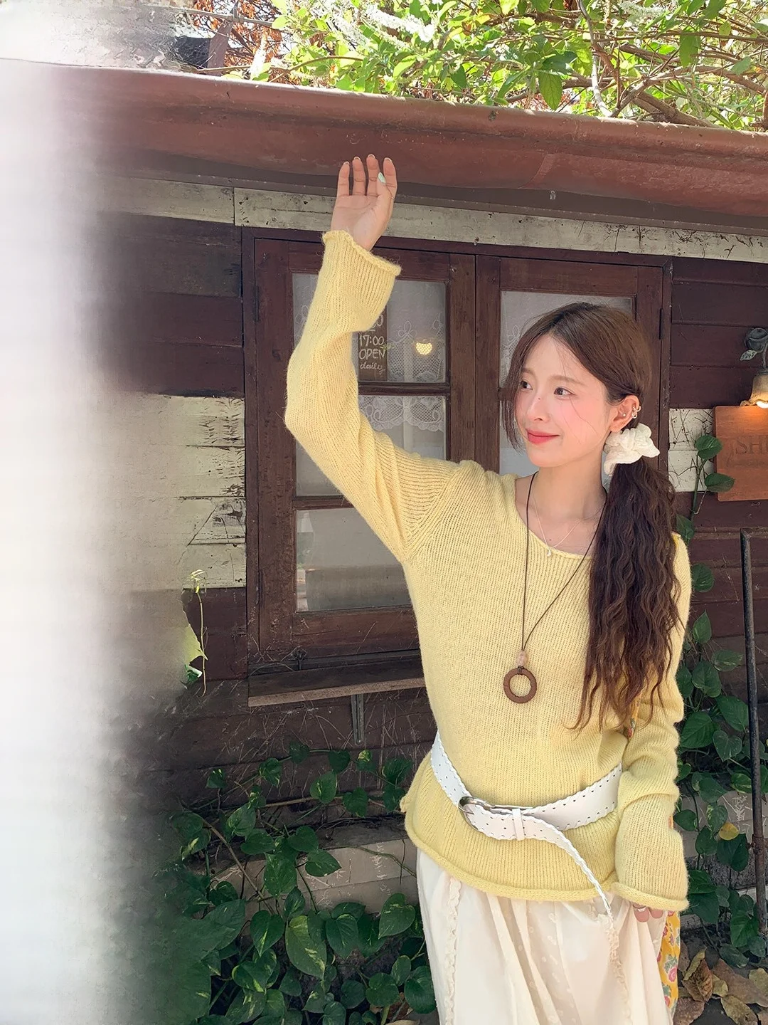 

Lush Long Sleeve Knitted Cover up Women's Loose Fit Casual Style Korean Retro Forest Vacation Loose Top Spring Season