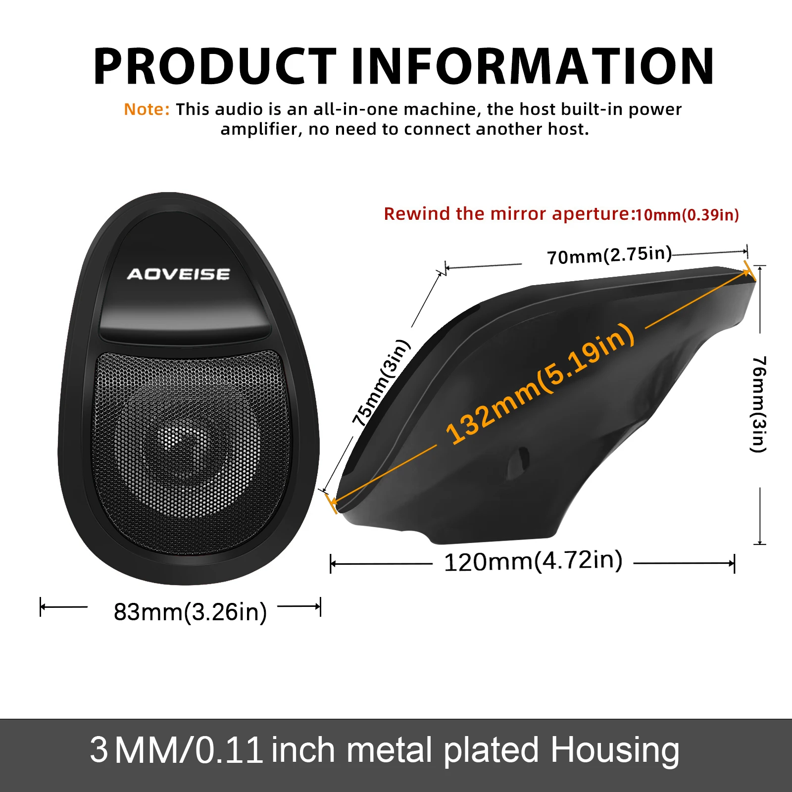 Altavoz impermeable compatible con Bluetooth para Moto, reproductor de audio y música mp3, sistema de audio, radio FM, motocicleta, scooter, negro