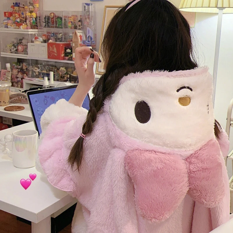 Sanrio My Melody Plush Pajamas Y2k Autumn Winter Coral Velvet Warm Sleepwear Women Kawaii Anime Thickened Flannel Home Clothes