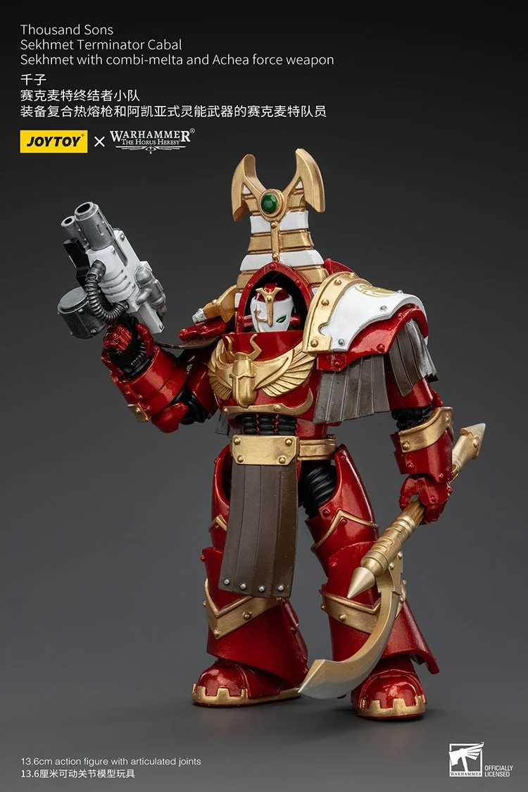 

JOYTOY Warhammer "The Horus Heresy" Thousand Sons Sekhmet Terminator Cabal Sekhmet With Combi-Melta And Achea Force Weapon Doll