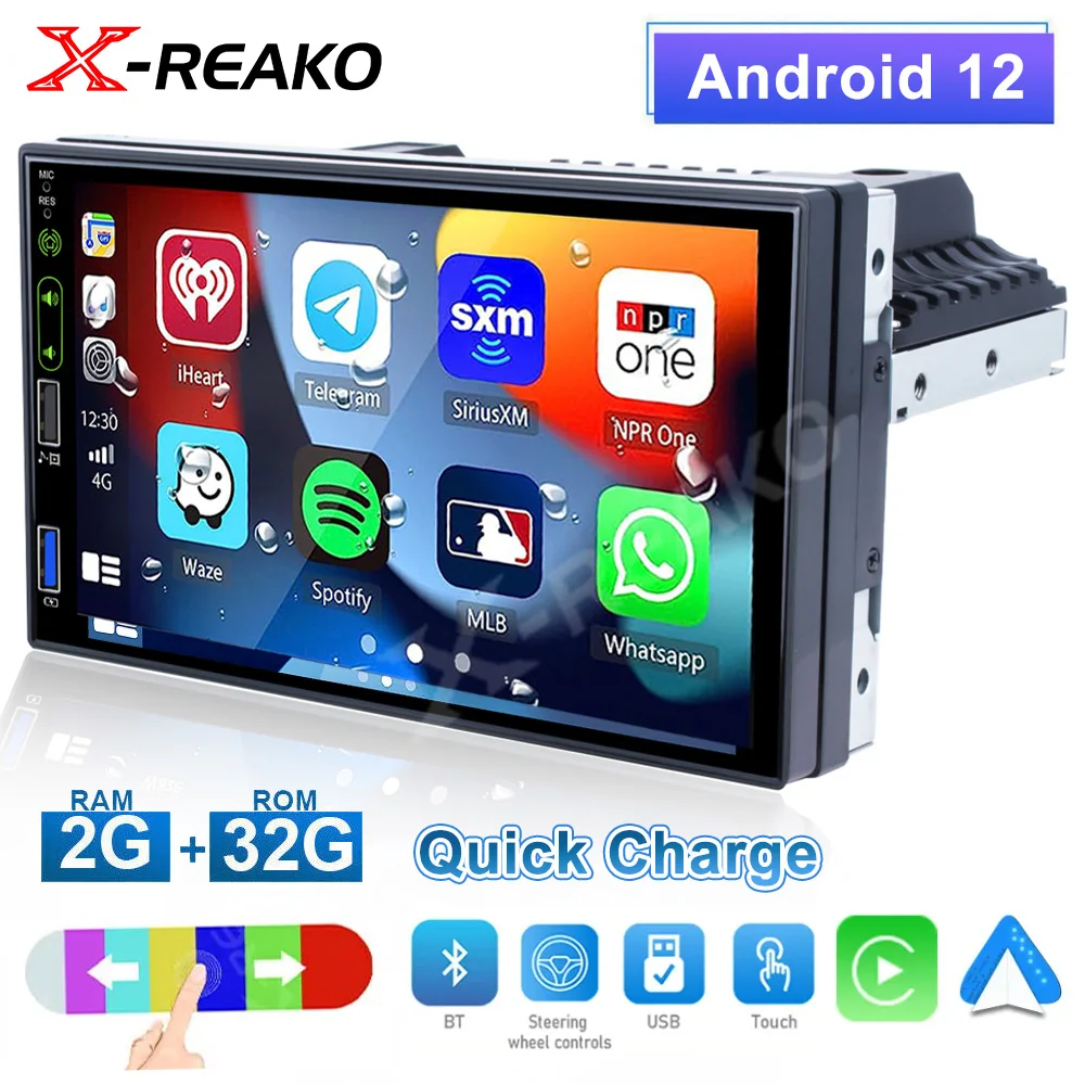 

X-REAKO 2g 32g Android 12 Car Radio GPS Navigation 7 inch Autoradio 1din Stereo Multimedia Player for VW Nissan Kia Toyota Ford