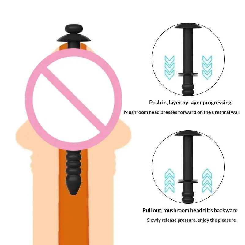 1Pcs Male Silicone Long Urethral Plug Dilator Masturbation Anti Stripping Horse Eye Stick Adult Toy For Man view 3