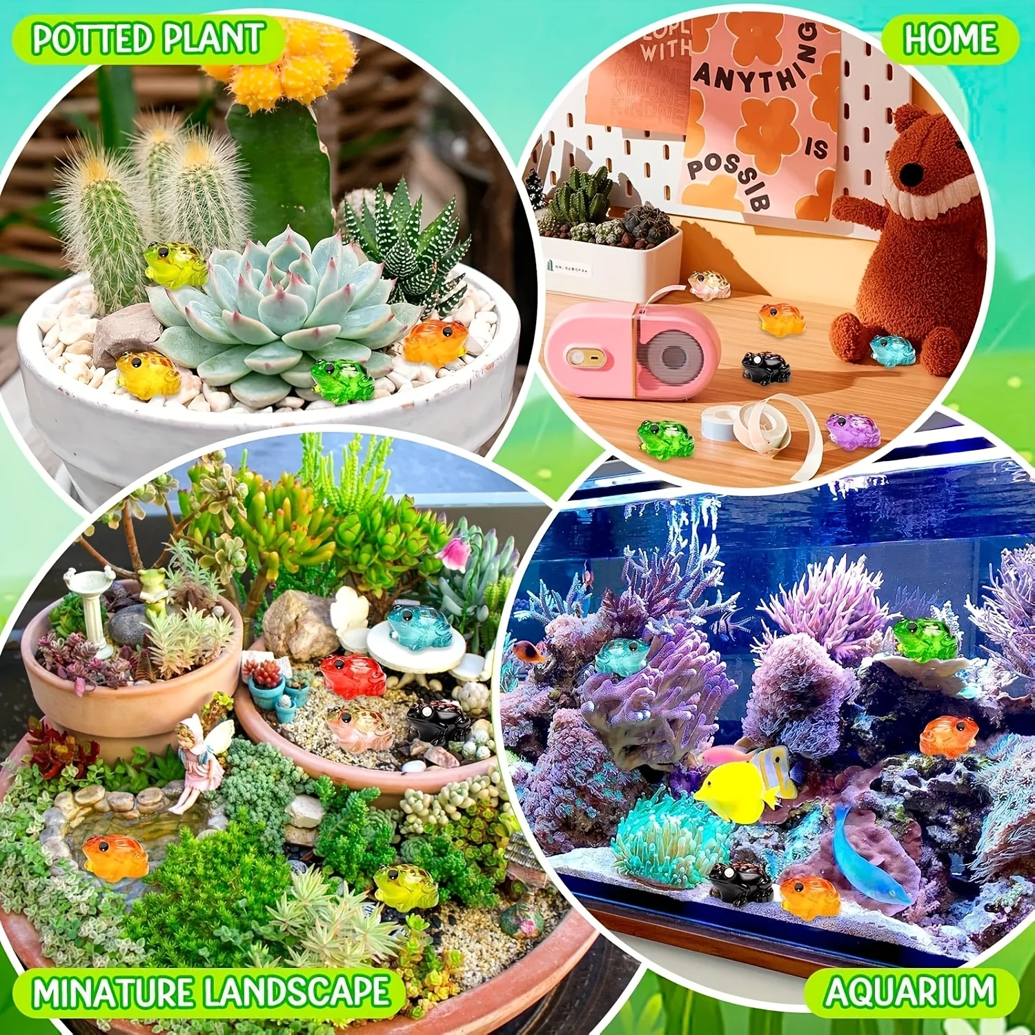 40PCS Luminous Mini Resin Frog, 10 Colors Miniature Frog Figurines, Tiny Frogs Glow in The Dark for Moss Landscape Garden Dollho