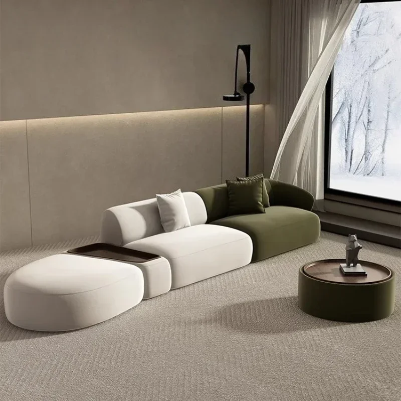 Living Room Sofas Velvet Curved Sofa Special Shaped Designer Beauty Salon Couch Lounge Area Sofa Coffee Table Set Furniture