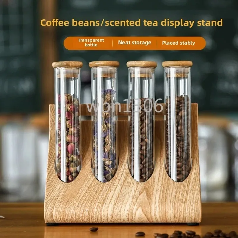 

Glass test tube rack, tea and coffee bean display rack, sealed jar cafe decorative sample rack