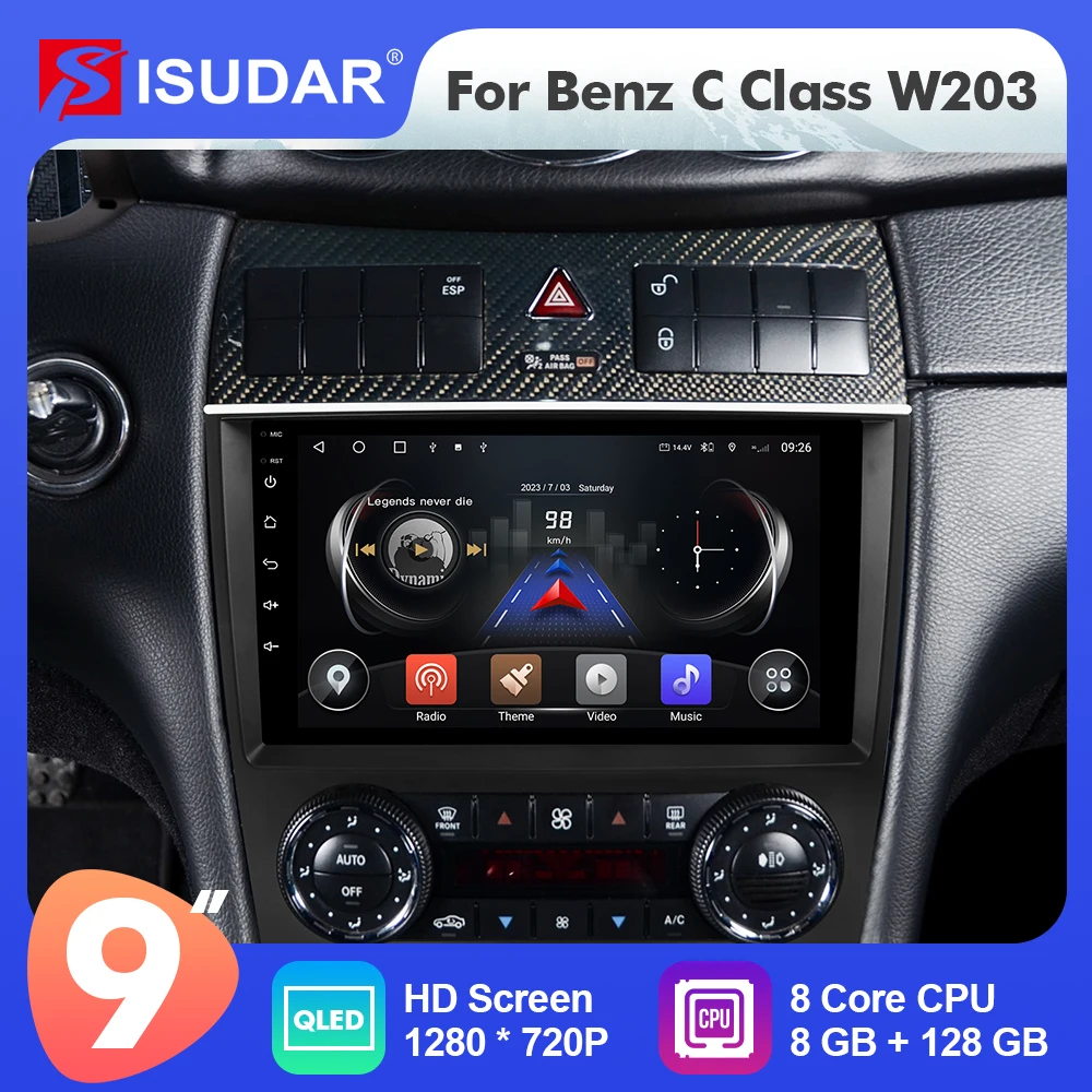 

9 Inch Isudar Android 12 Auto Radio Multimedia For Benz C Class W203 GLK-ClASS C209 2005-2009 Car GPS Stereo auto radio No 2din