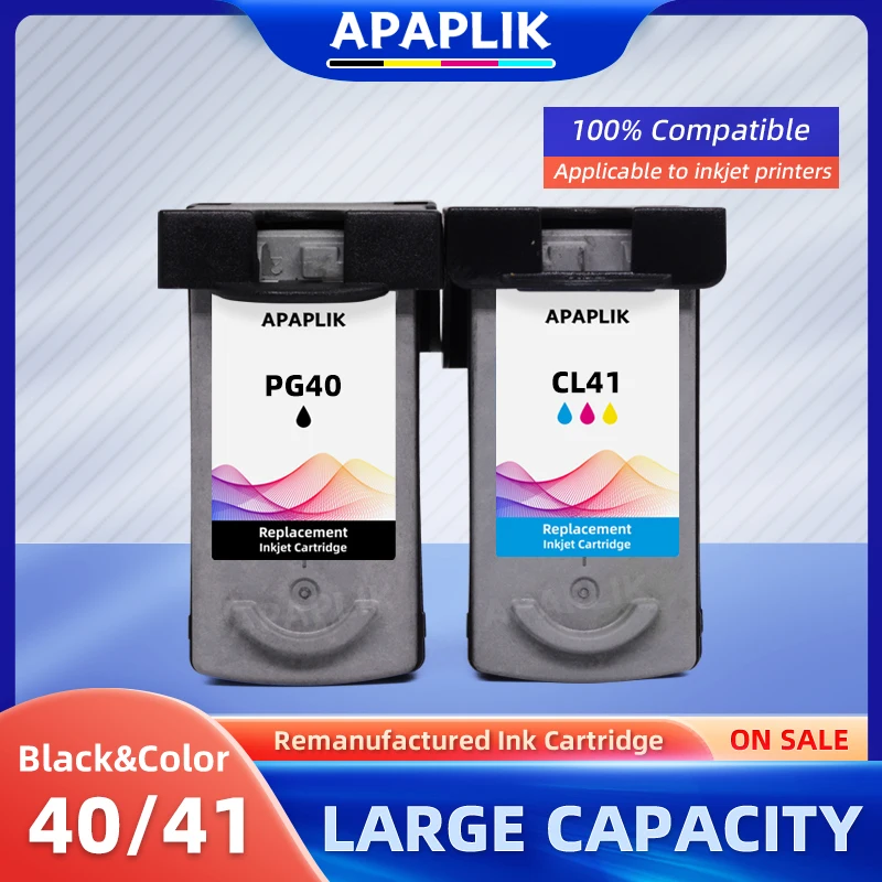 apapaplik cartucho de tinta para canon pg40 cl 41 pixma ip1600 ip1700 ip1880 ip2200 ip2580 mp170 mp180 pg40 pg 40 cl41 01