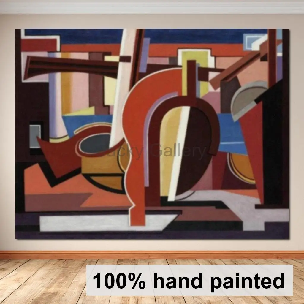Hand Painted Geometric Abstract Still Life Oil Painting Modern Color Block Artistic Wall Art Large Canvas Home Decor