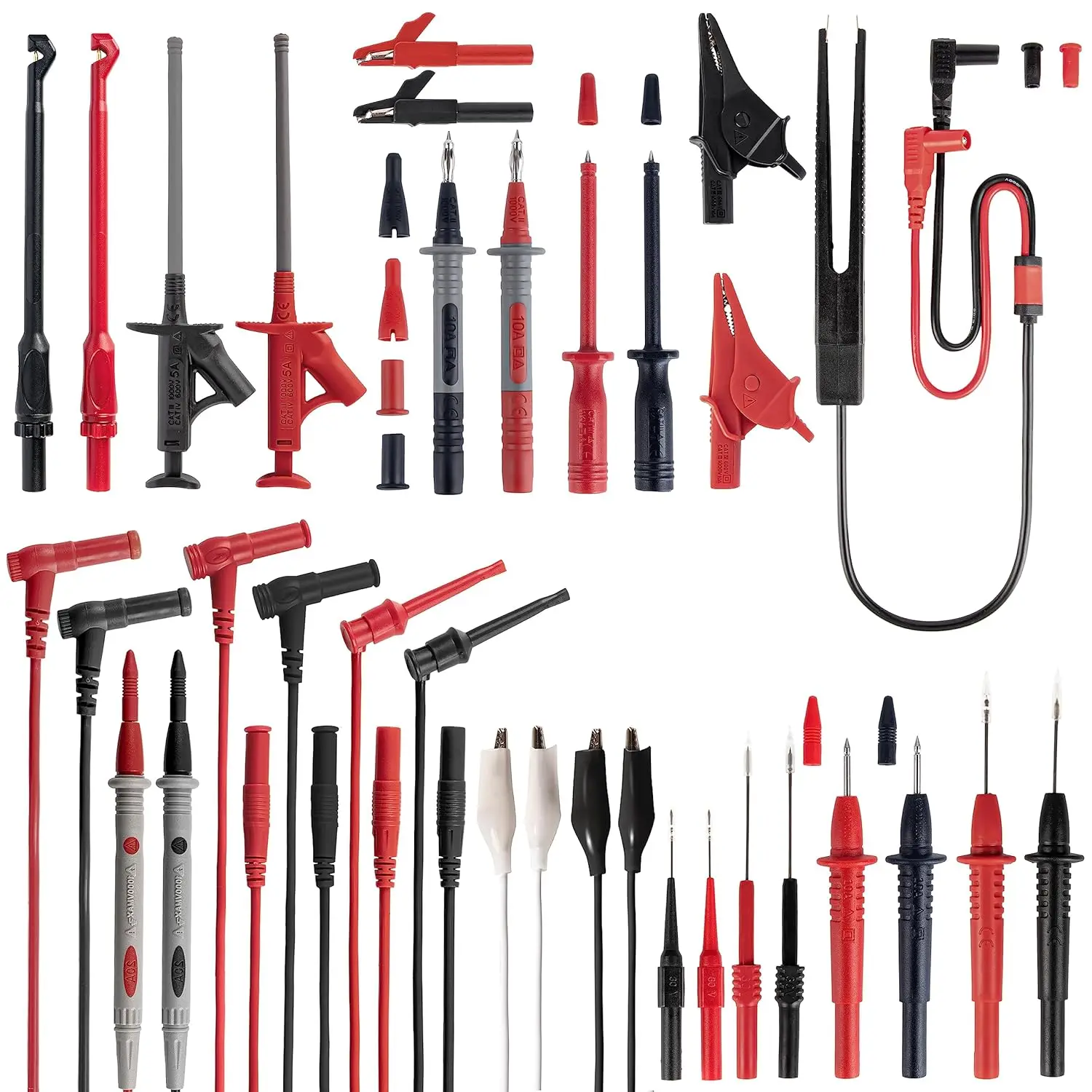

29PCS Multimeter Test Leads Kit Wire Piercing Probes Alligator Clips Hooks Tweezer