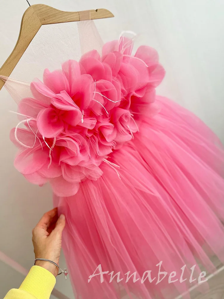 Annabelle Kid Girl Dresses Spaghetti Strap Flower Girl Dress for Birthday or Wedding Party Puffy Tulle Baby Girl Ball Gown