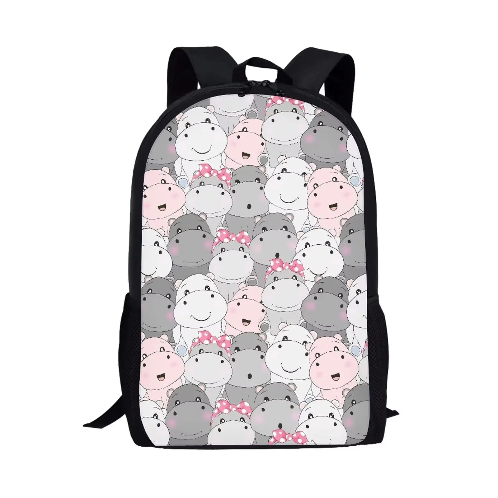 Cute Hippos Printed Large Backpack Travel Bag Daypack Laptop Multifunctional Backpack For Primary Students,Elementary Boys Girls