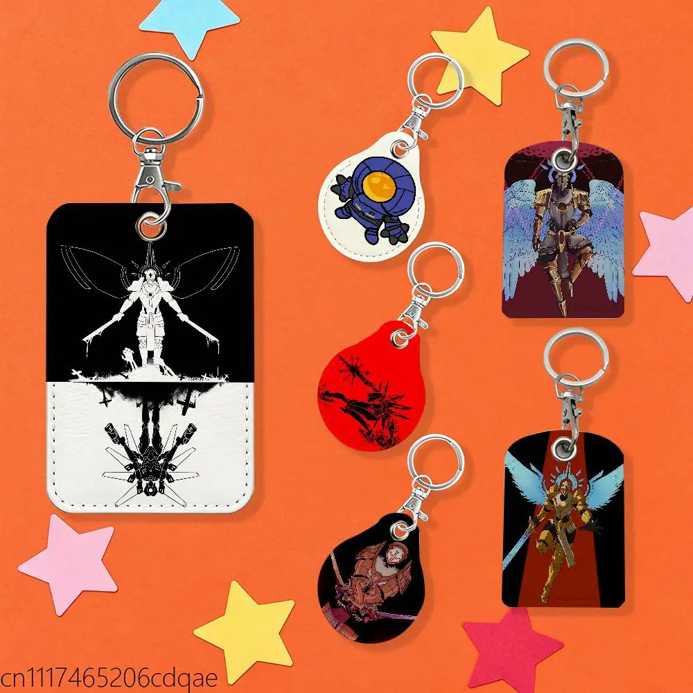 V1 Mirror ULTRAKILL Gabriel 1pcs Leather Card Holder With Key Ring Water Drop Shaped Key Case Keychain Doorlock Accessories