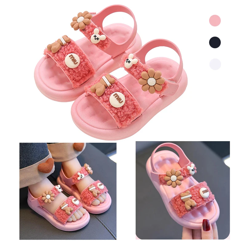 

Children's Sandals Cute Shape Soft Bottom Non-slip Girls Casual Open-toe Flat Beach Sandals