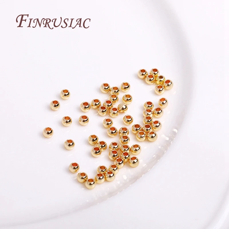 2/2,5/3/4/5/6MM Runde Nahtlose Perlen 14K Gold Überzogene Metall glatte Spacer Perlen Für Armband Hohe Qualität DIY Schmuck Zubehör – Detail 16