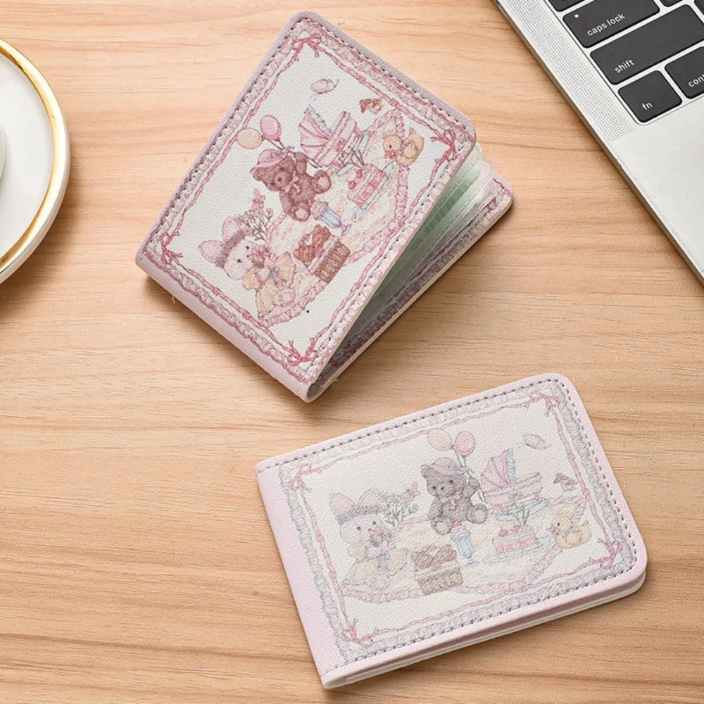 

Cute Ultrathin Card Bag Cartoon PU Document Protection Cover Large Capacity Picnic Rabbit Bear Card Case