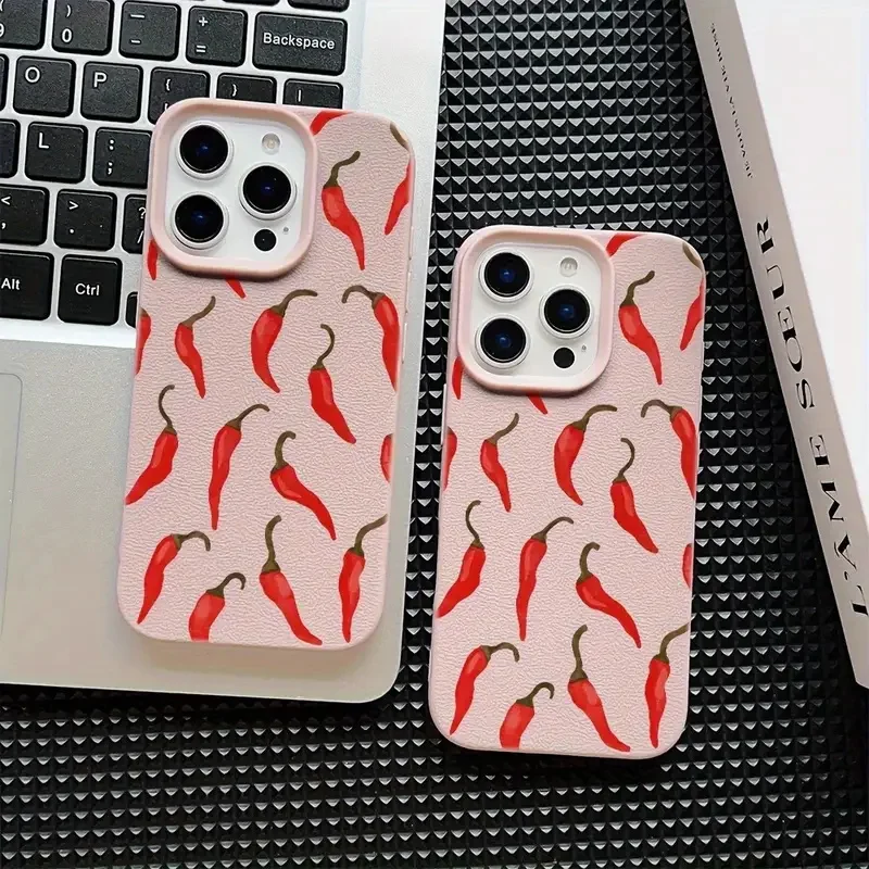 Funda de teléfono con diseño de pimiento rojo para iPhone 11 12 13 14 15 16 17 Pro Max 16E 17 Air X XR XS Max 16 15 14 Plus, funda de silicona suave